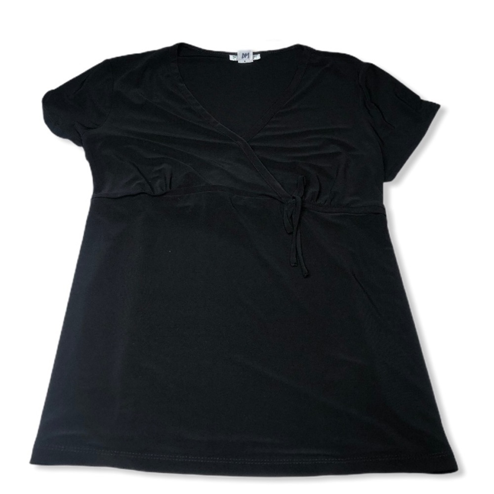 Motherhood Maternity Black Tie top shirt sleeve XL